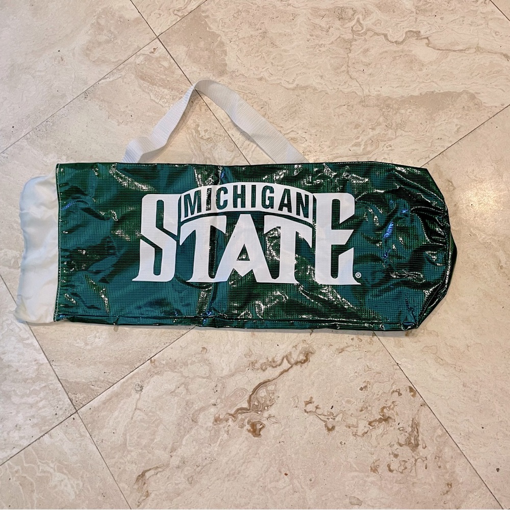NWOT Michigan State Heavyweight Spartan Green Sports / Laundry Sling Bag Y2K